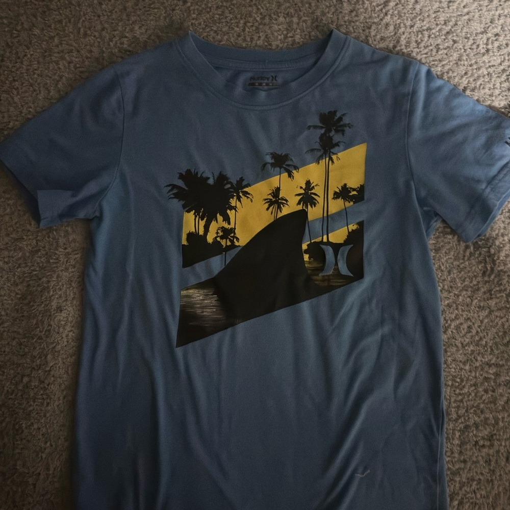Hurley Blue Tee with Palm Graphic